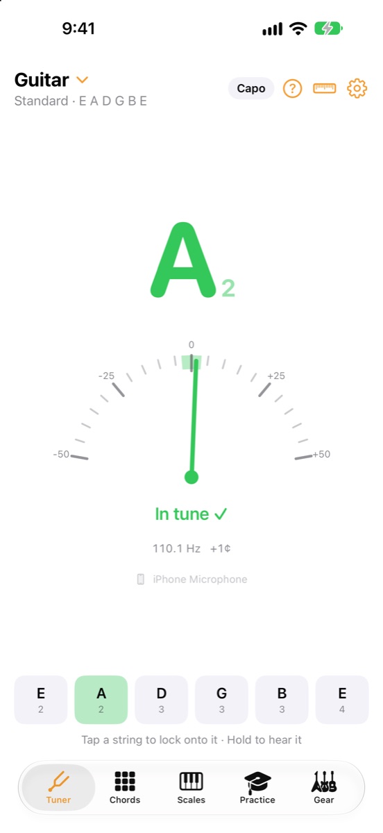 The tuner screen